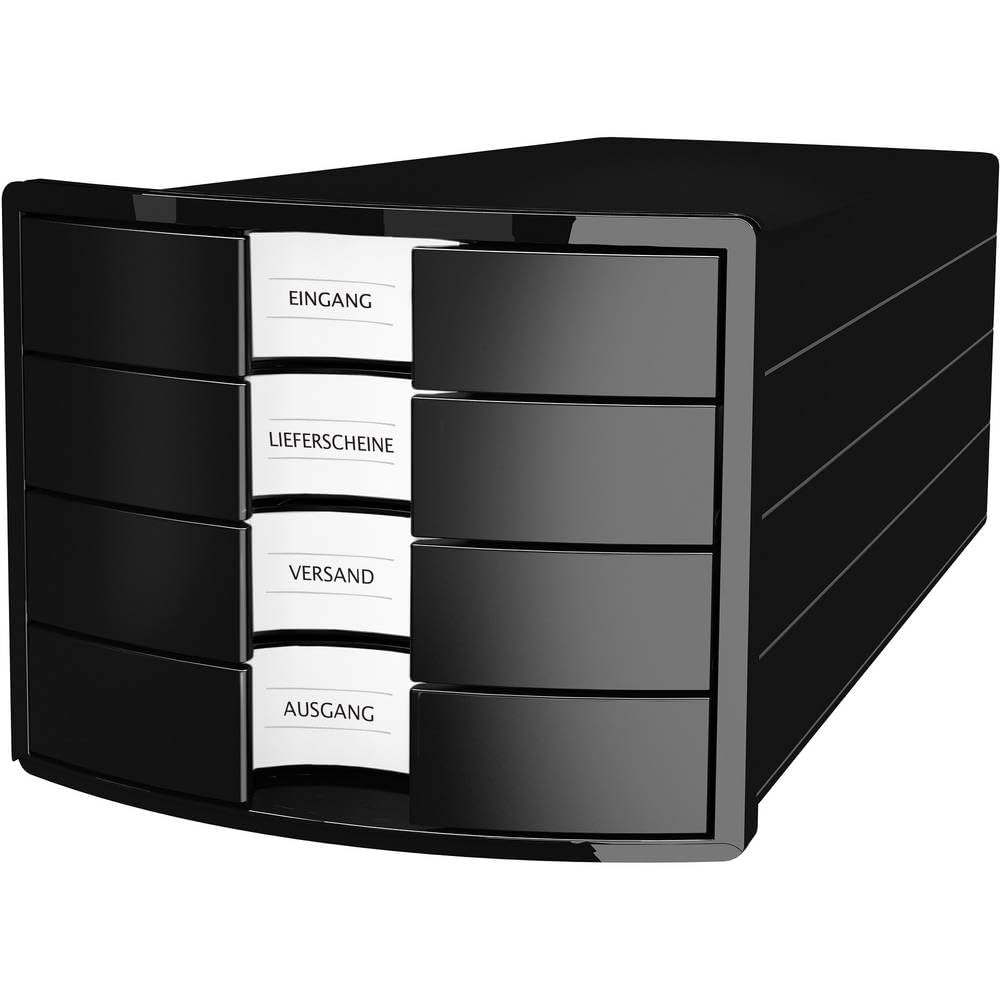 Han 1012-13 Impuls Drawer Box DIN A4/C4 4 Closed Drawers Black