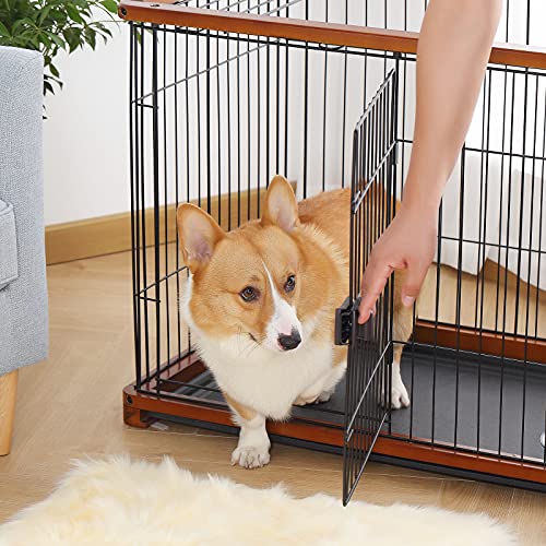 Wooden Pet Crate Open Top Dog Cage Crate Kennel with Tray and Prevent