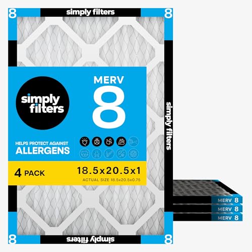 Simply 18.5x20.5x1 Air Filter, Merv 8, 4 Pack, For Home AC Furnace & HVAC (Actu…