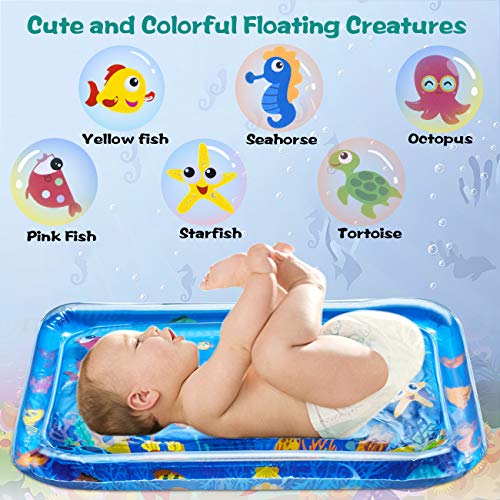 TEPSMIGO Tummy Time Water Mat, Baby Toys for 3, 6, 9, 12 Months - Inflatable Water Play Mat for Baby Infants for Sensory Development, Visual Stimulation Toy 26 x 20 inches