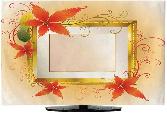 Amazon Tvカバー ベクター ゴールドフレーム カラフルな秋の葉 感謝祭 40 42インチ Miki Da 液晶テレビ保護用品