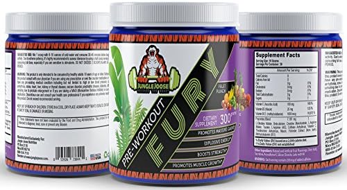 Jungle Joose FURY PreWorkout 300 Grams 30 Servings Creatine Caffeine Fruit Punch