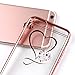 iPhone 6S Case,iPhone 6 Case,ikasus Mini Love Heart Glitter Bling Crystal Rhinestone Diamonds Clear Rubber Rose Electroplate Plating Frame TPU Soft Silicone Bumper Case Cover for iPhone 6/6S 4.7