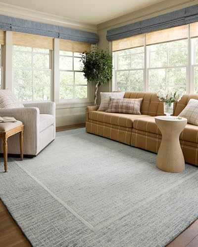 Photo 1 of Loloi Chris Loves Julia Briggs Collection, Mist & Ivory, 9'-3" x 13' Area Rug – Minimal Gritted Design Area Rugs for Living Room Bedroom Entryway & Hallway No Shed High Traffic Home Decor Rug