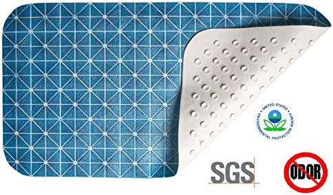 Bathroom Mat Bathtub Shower Bath Non-slip Blue checkered Mat,New type Environmentally Materials No smell Antibacterial and mould proof,It can be used in bathtub, indoors, balcony,gardens