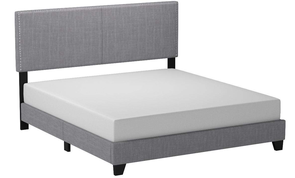Crown Mark Erin Upholstered Panel Bed in Gray, King