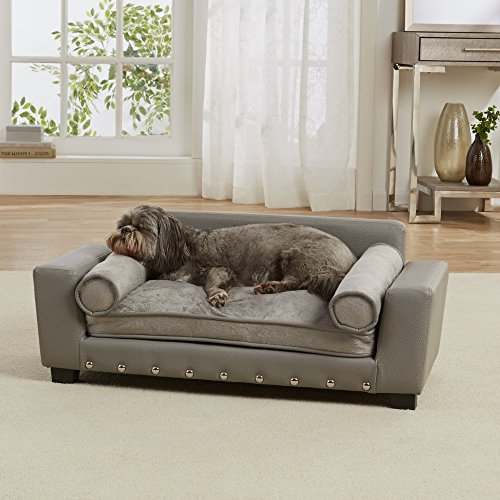 Enchanted Home Pet Scout Pet Sofa Lounger with Bolster Pillows, Grey - Thumbnail 4