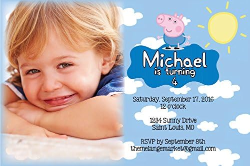 Customized -Peppa Pig {George} Birthday Party Invitation With Child's Photo