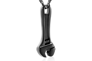 shajwo Wrench Urn Necklace for Ashes for Women Men Human Ashes Stainless Steel Hammer Cremation Jewelry for Ashes Pendant