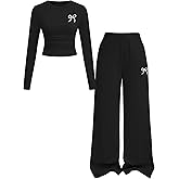 Afsmlys Tween Girls Clothes Long Sleeve Bow Knot Print Top + Wide Leg Pants 2 Piece Outfit Set, Size 7-16 Years