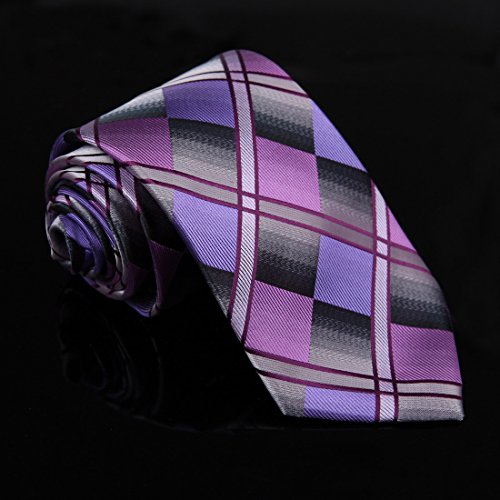 DAA7C15D Purple Grey Checkered Microfiber Tie Gift Idea For Graduation Neckwear By Dan Smith