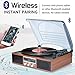 Record Player with Speakers Vintage Turntable 3-Speed Bluetooth Vinyl Record Player Support FM Stereo Radio with Clear Channel Screen Audio Output Retro Brown Wood 2020 Upgraded