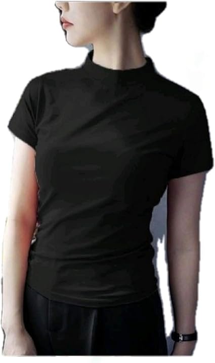 Buy Turtle Neck Cotton Women T Shirt XSmall Black at Amazon.in