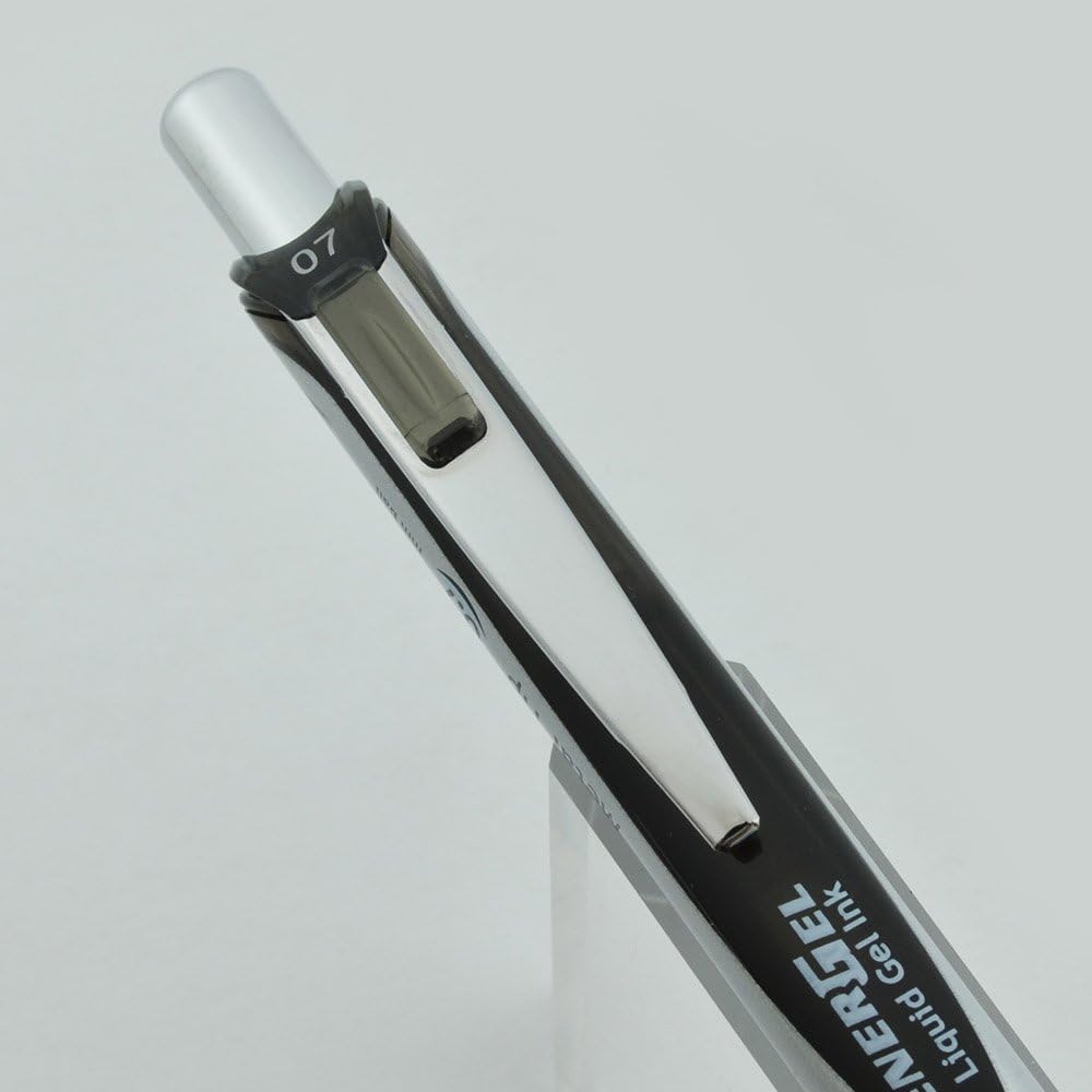 Pentel EnerGel RTX Deluxe Retractable Liquid Gel Pen, Fine .7mm Metal Tip, Black Ink, Silver Barrel (Bulk Lot of 15) (BL77-A): Office Products