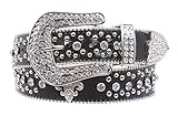 Snap On Western Cowgirl Alligator Rhinestone Fleur De Lis Studded Leather Belt