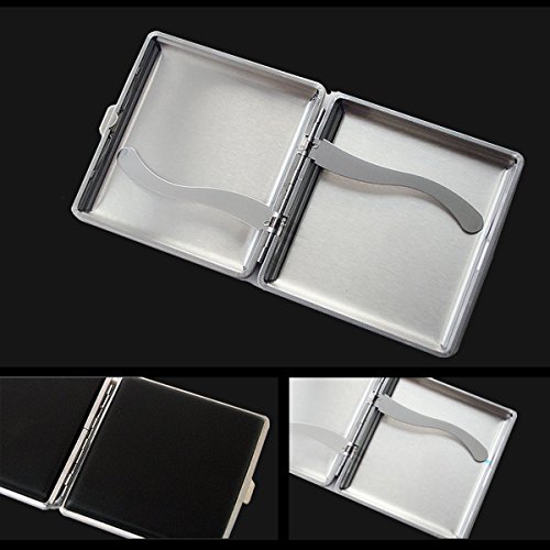 Leather Black Cigarette Case Holds 20 Cigarette (for Regular Size and King Size 84mm Only) - Thumbnail 3