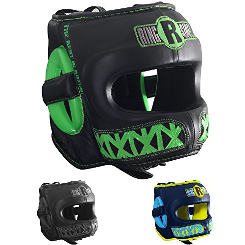 Ringside Youth Face Saver Headgear, Black/Lime, Large
