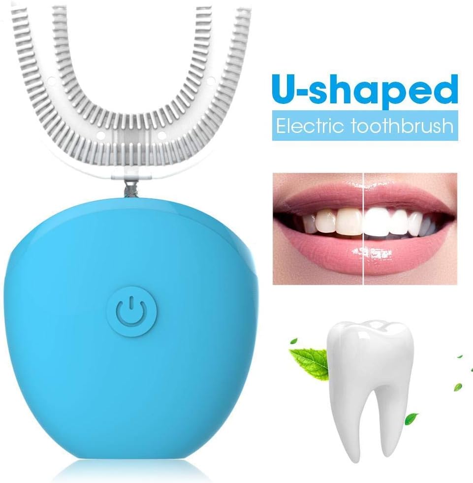 LHYCM U Shape Professional Electric Toothbrush, Automatic Mouth 360 Degrees Cleaning Toothbrush 4 Modes Wireless Charging IPX7 Waterproof