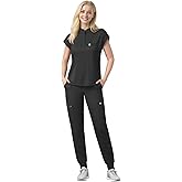 Eipnare Scrubs Set for Women Medical Uniform Nurse Suit, Anti-Wrinkle Scrub Top Jogger Pant&11 Pockets,4 Way Stretch Workwear