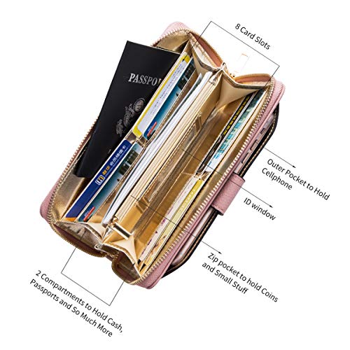 Wristlet Wallet Purses Women Cellphone Pocket Clutch (MAUVE) - Thumbnail 3