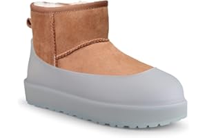 FLEX BOOT GUARD Compatible with UGG Boot, Waterproof Silicone Rubber Shoe Covers, Reusable Upgraded Overshoes, Non-Slip Washable for Women, Men (S (Women 7-9), Clear)