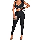 acelyn Women's Sexy Sleeveless One Piece Jumpsuit-Summer Cut Out Bodycon Rompers Clubwear Y2k Streetwear