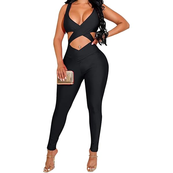 なむ Amazon.com: Awoscut Women's Sexy One Piece Bodycon Jumpsuit