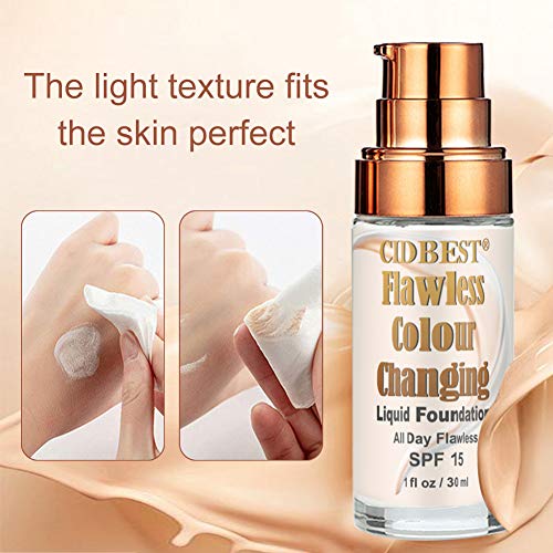 Flawless Finish Foundation, Foundation Cream, Finish Foundation-Colour Changing, Makeup Base Nude Face Moisturizing Liquid Cover, Suitable for ALL Skin Types, SPF15 - Thumbnail 3