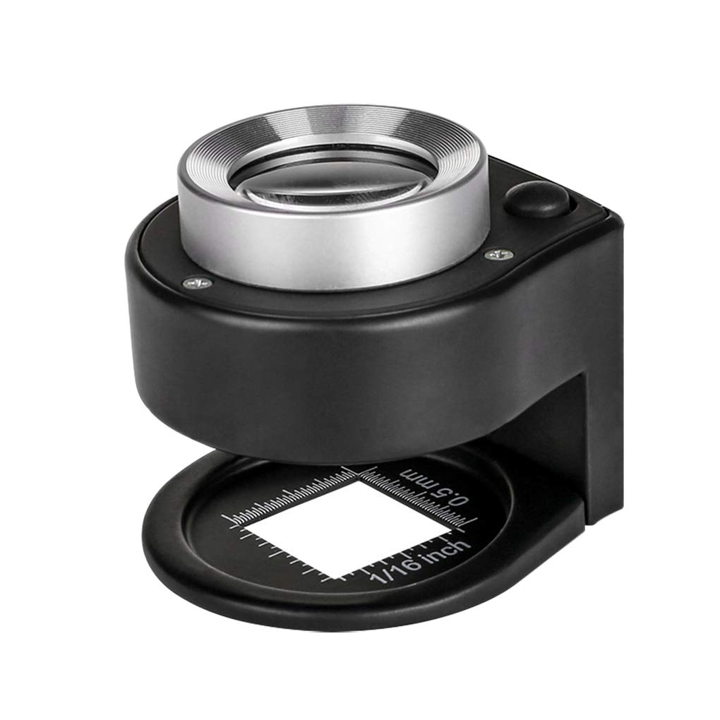 30X Linen Tester Loupe Full Metal Scale Magnifier with LED and UV Light Portable Optical Glass Lens Magnifying Glass Thread Counter Magnifier Eye Loupe for Jewelry Coin Hobby Collection Sewing Repair