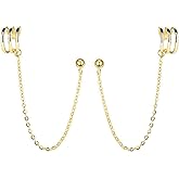 SLUYNZ 925 Sterling Silver Cuff Earrings Chain for Women Crawler Earrings Studs