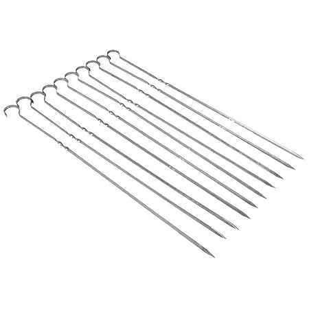 Moradiya Fresh 10PCS Stainless Steel Barbecue Skewers Flat Metal Skewers Shish Kebab Grilling Skewers BBQ Sticks Grill Tools