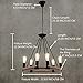 BAYCHEER HL371768 Industrial Retro Vintage Style with 39.37 inch Length Chain Rope 6 Lights Chandelier Pendant Light Lamp use E26/27 Bulb