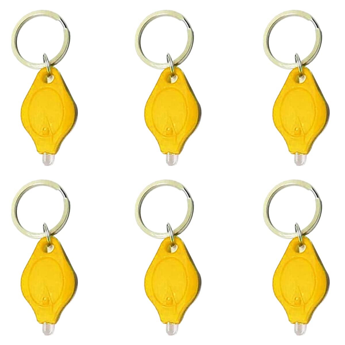 Boxonly Mini Keychain Torches UV Flashlight Money Checker Key-Chain LED Light Key Ring Light Torch Yellow 6PCS