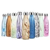 Vacuum Insulated Water Bottle Husdow Double Walled Stainless Steel Travel Sports Water Bottle for Camping Hiking Cycling BPA Free -17oz (500ml), Cola Style (Opal)