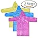 PAXCOO 3 Pcs Portable Raincoat Rain Poncho with Hood and Sleeves in