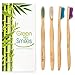 Natural Organic Bamboo Toothbrush - Biodegradable Wood Soft BPA Free with Colored Bristles - Kids and Adults - Pack of Four - By Green Smiles