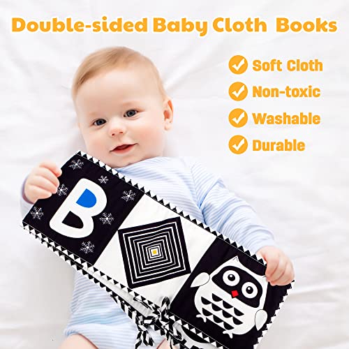 SYNARRY Black and White Baby Book, High Contrast Baby Toys for Newborn Black and White Books for