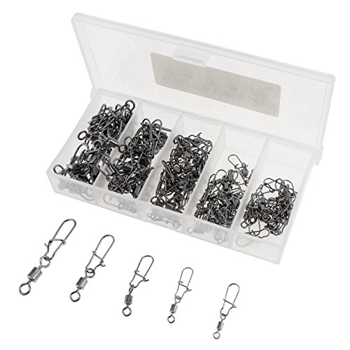 Origlam 96 pcs Pêche Rouler Roulement Pivotant Laiton Corps Pivotant, La Pêche Pivotant Rolling Barrel Connecteur Pivotant, Solide Anneaux Mer émerillons Connecteur Anneaux Interlock Snap