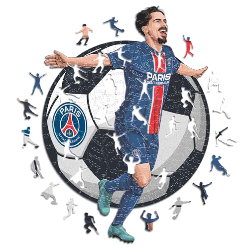 Iconic Puzzles - PSG, Vitinha, offiziell Lizenziertes Holzpuzzle, 100% nachhaltig, Geschenk für Erwachsene und Kinder, Größe S, 150 Teile