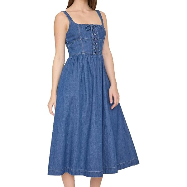 alice and olivia diana tiered denim dress Alice and Olivia Diana Tiered Denim Dress