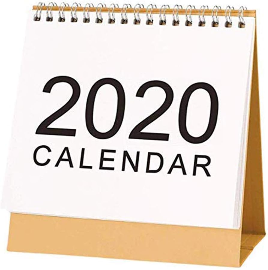 Desk Calendar 2020, Standing Desktop Calendar Stand Up Easel Flip Simple Calendar for Table Date Notepad Table Planner for Family Office School 5.9 * 6.2inch