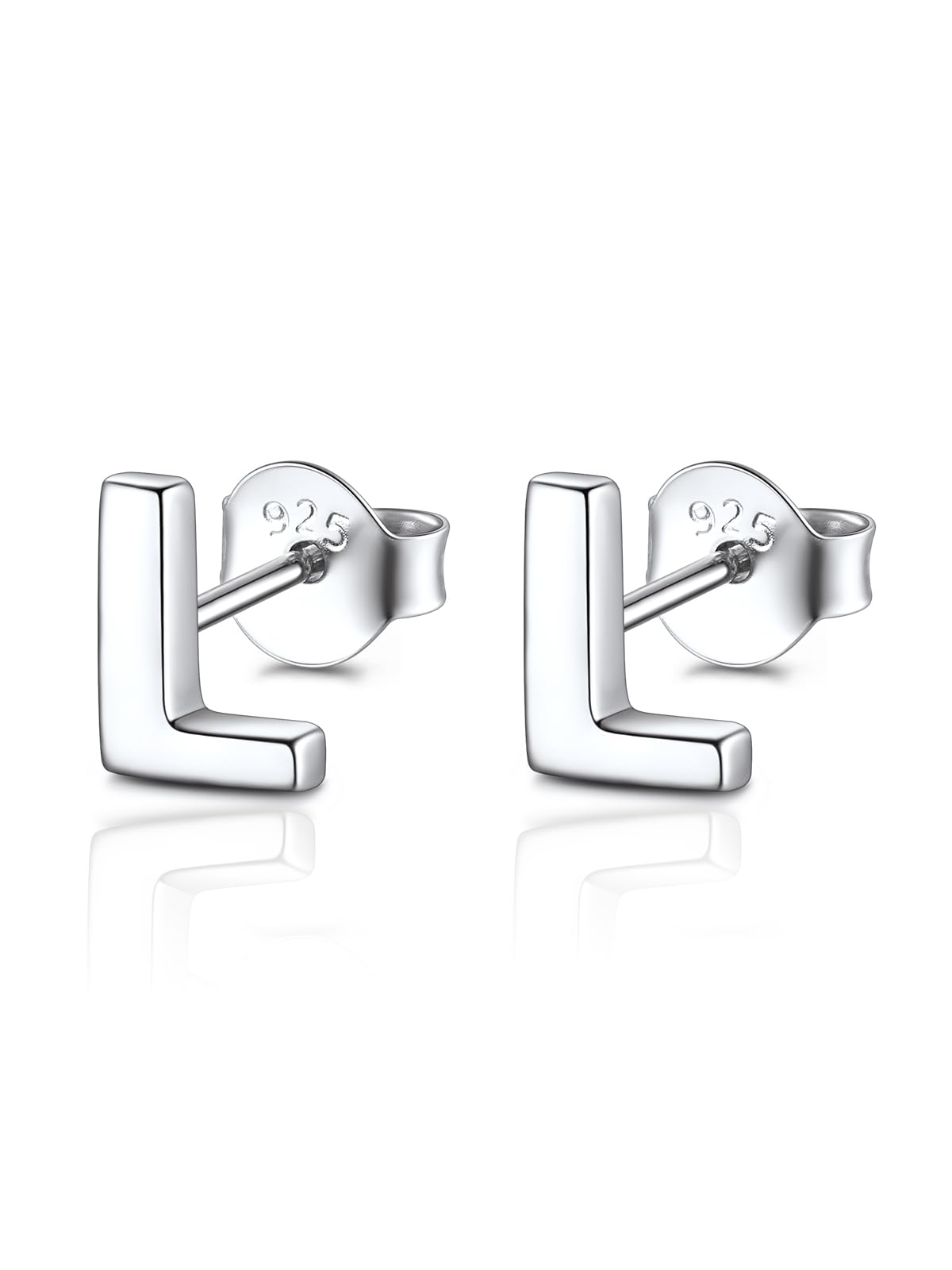 FOCALOOK Stud Earrings for Women Sterling Silver Initial Earring 925 Letter L Silver Ear Studs Personalized Alphabet Jewelry Hypoallergenic Meaningful Gifts for Her