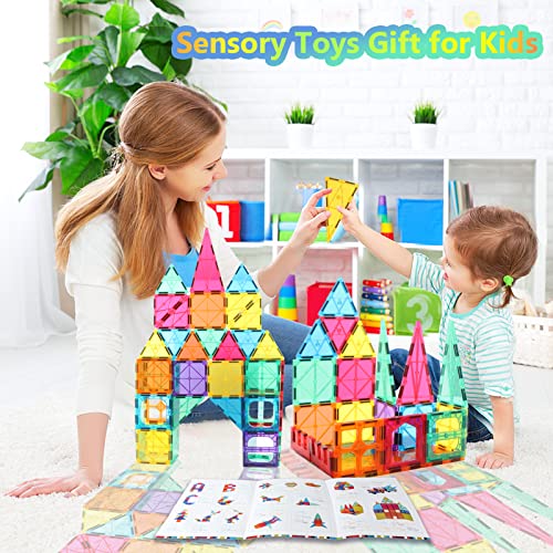 Universal Kids Magnetic Tiles Compatiable with All Brand's Magnetic Building Blocks, Magnet Montessori Toys for 3 4 5 6 7 8 Year Old Boys Girls Toddlers Learning Educational Sensory STEM Toys Gifts