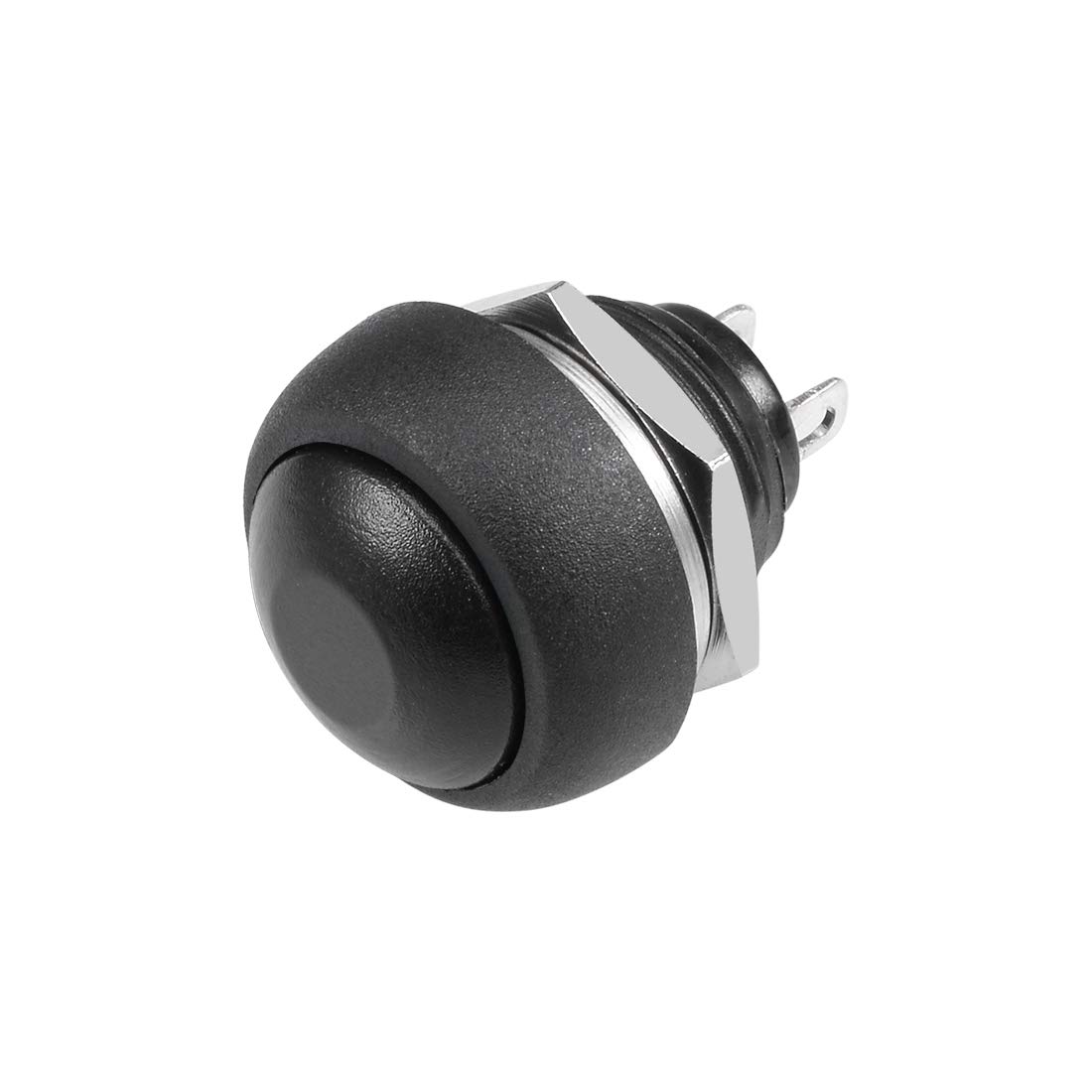 sourcing map 5Pcs,12mm Black Momentary Push Button Switch Round Flat Button SPST NO