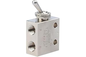 LJFMDLN 2 Position 3 Way Toggle Valve, TAC-31V Air Pneumatic Valve, Air Control ON/OFF Toggle Valve, Holding Type Metal Switch for CNC Machine Industrial
