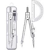 Protractor and Compass Set, Compass Protractor Set, Protractor, Compass for Geometry, Math Compass, Compass School, Math Compass and Protractor, Geometry Tools Set, Geometry Set (Silver)