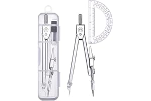 YAMHOHO Protractor and Compass Set, Compass Protractor Set, Protractor, Compass for Geometry, Math Compass, Compass School, Math Compass and Protractor, Geometry Tools Set, Geometry Set (Silver)