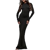 Floerns Women's Elegant Long Sleeve Maxi Dress Fishtail Bodycon Formal Wedding Guest Dresses