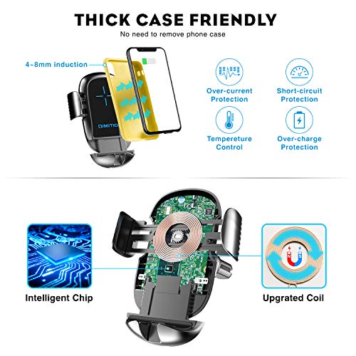 image for DM Dimi Cell Phone Holder for Car Phone Mount Qi Fast Charging Wireles