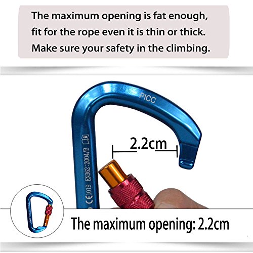 image for 3 Packs Locking Climbing Carabiners,Likorlove Ultra Tech 30KN Aluminum